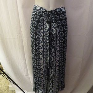 ATINA CRISTINA NAVY,WHITE TIE-DYE SPLIT LEG PANT S